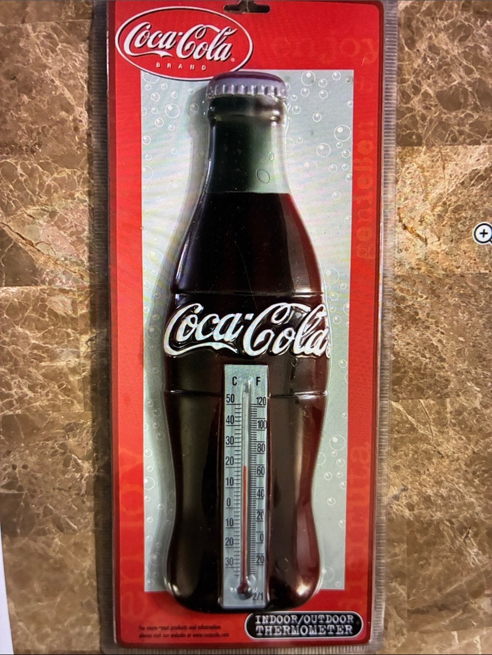 Vintage Coca Cola Bottle indoor outdoor Thermometer 1990’s Resin